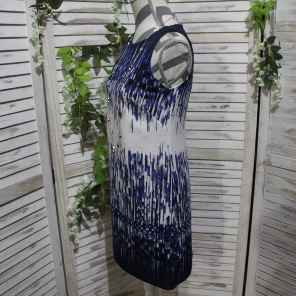 Vince Camuto Blue White Knee Length Sheath Dress (36) - Picture 13 of 16